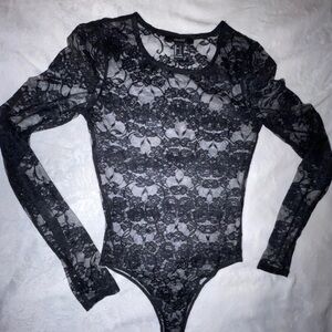 all lace black bodysuit, floral lace
